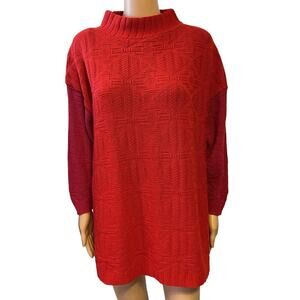 Vintage Spunky Knit Sweater Red Purple Women Large 80s 90s USA Valentines Love